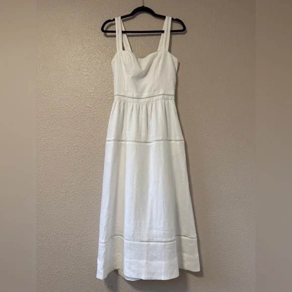 NWOT Reformation Everett Linen Midi Dress White A-Line Summer Vacation 8 - Picture 5 of 11